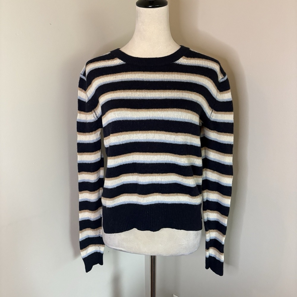 Chinti & Parker Striped Sweater Women Small S Wool Cashmere Navy Blue Knit Top